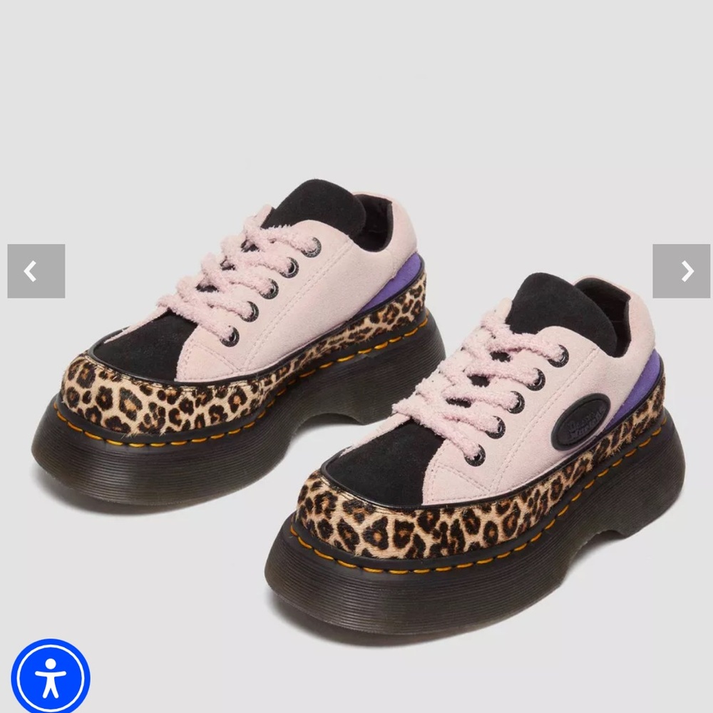 New Dr. Martens BUZZ 5-Eye Leopard & Suede Platform Shoes - Picture 3 of 16